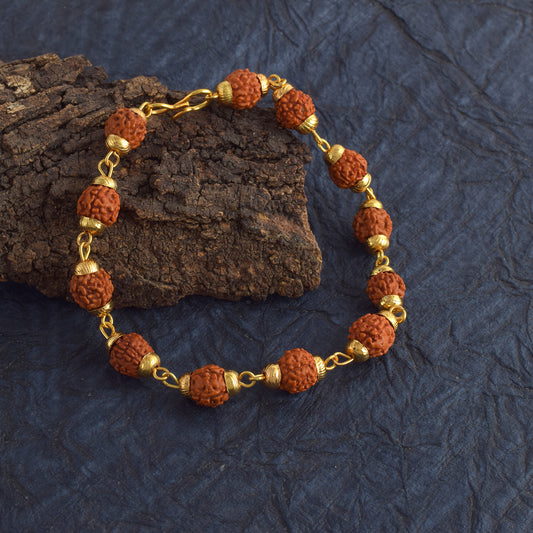 5 Mukhi Rudraksha Bracelet - Gold Plated