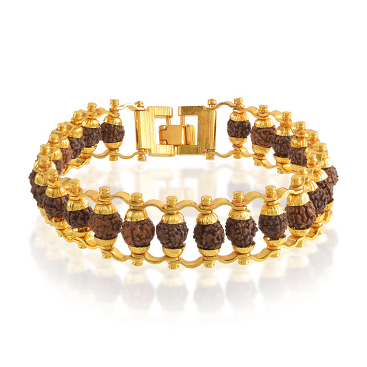 5 Mukhi Gold Plated Modern Rudraksha Bracelet