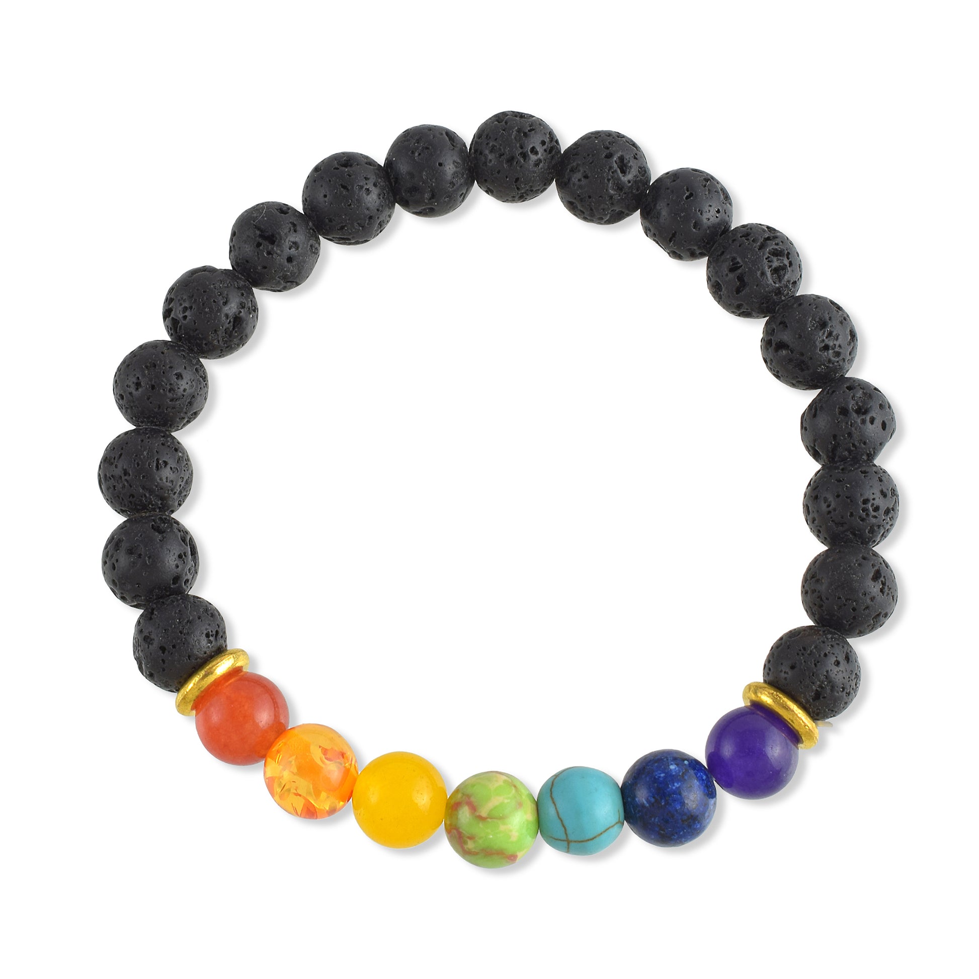 7 Chakra Lava Stone with Buddha 8mm Beads Bracelet For Healing