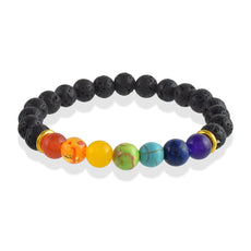 7 Chakra Lava Stone with Buddha 8mm Beads Bracelet For Healing