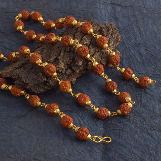 5 Mukhi Rudraksha Mala - Gold Plated