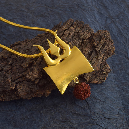 Trishul Damroo with Rudrakh Gold Plated Pendant