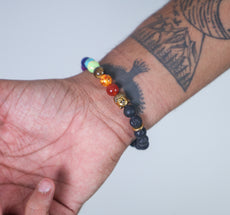 7 Chakra Lava Stone with Buddha 8mm Beads Bracelet For Healing